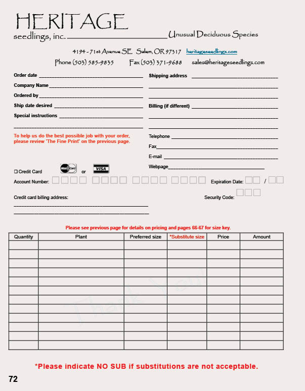 Image of an order form